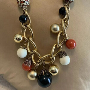 Goldtone chain and bead  necklace